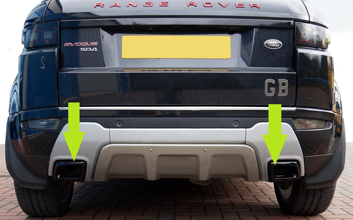BLACK Exhaust tailpipe tips for Range Rover Evoque Dynamic upgrade black edition eBay